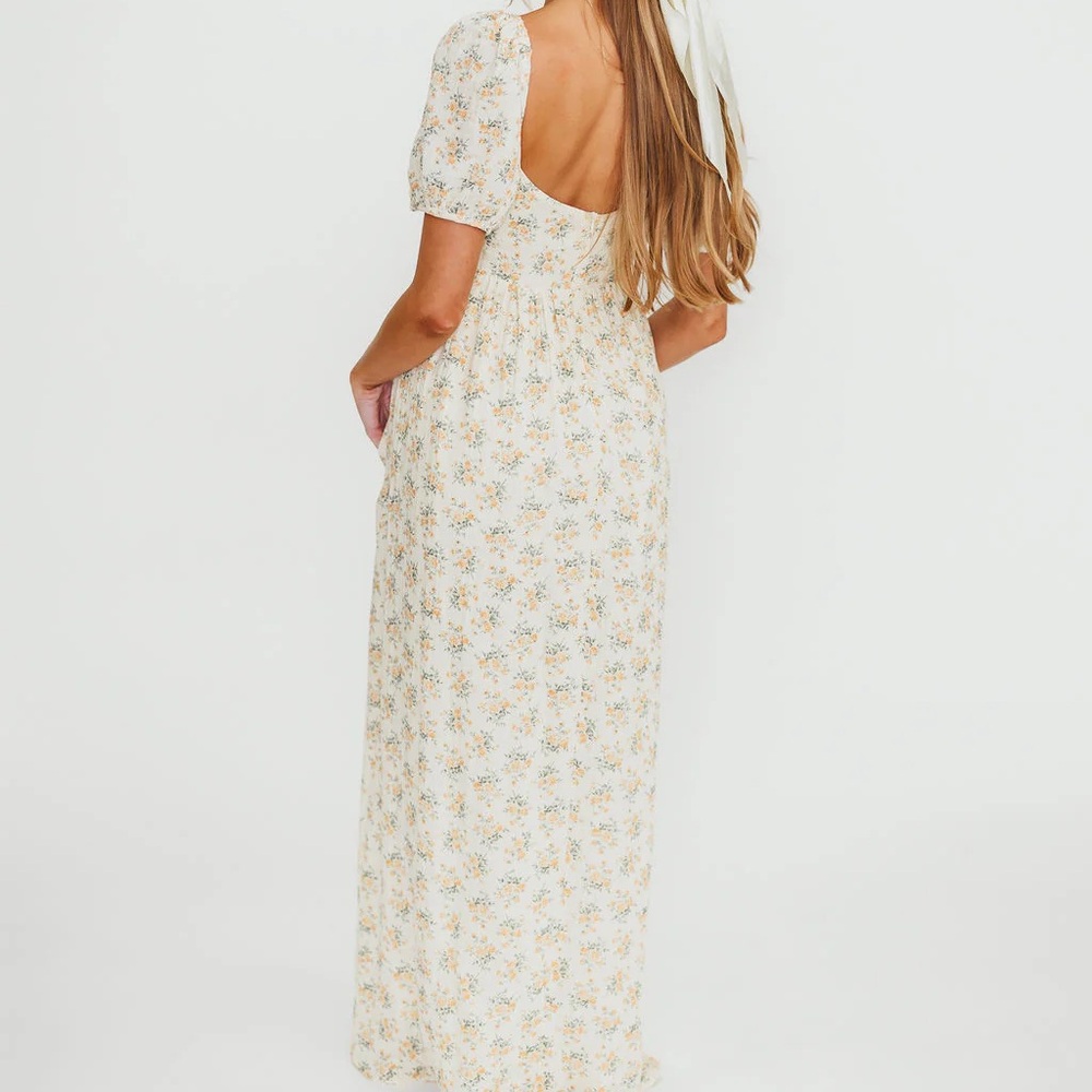 Chic Cream Floral Maxi Dress - Picture 2 of 5